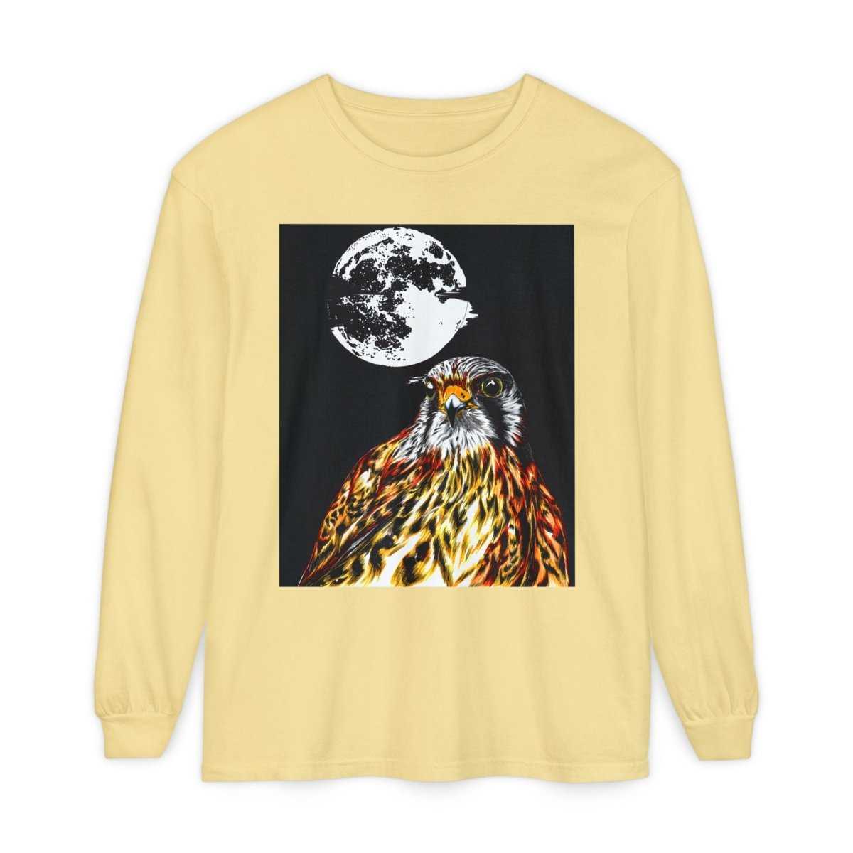 Moonlit Falcon Unisex Long Sleeve T-Shirt - Wildlife Art Wear - Curran Artworks