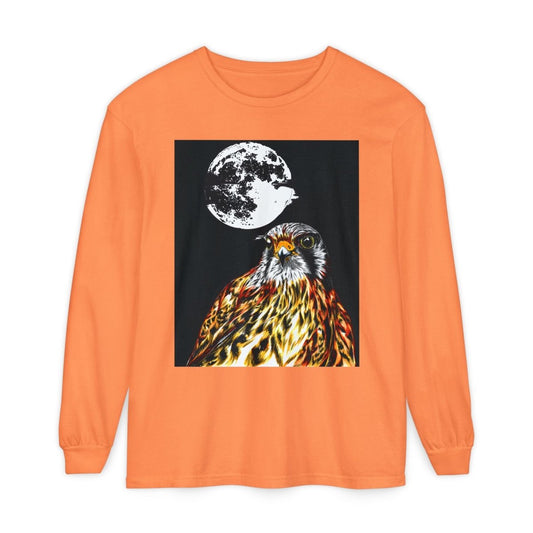 Moonlit Falcon Unisex Long Sleeve T-Shirt - Wildlife Art Wear - Curran Artworks