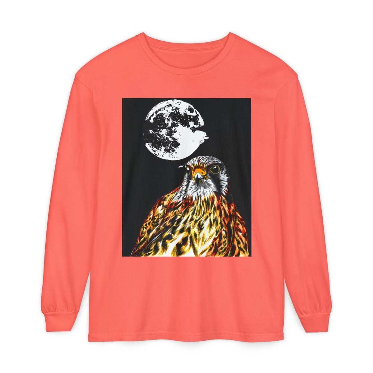 Moonlit Falcon Unisex Long Sleeve T-Shirt - Wildlife Art Wear - Curran Artworks