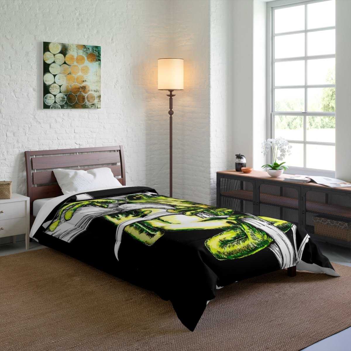Moonlit Frog Comforter - Vibrant, Nature - Inspired Bedding for Animal Lovers - Curran Artworks