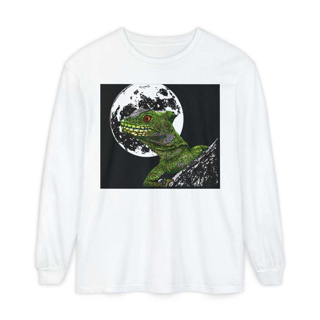 Moonlit Gecko Long Sleeve T-Shirt - Unisex Garment - Dyed - Curran Artworks