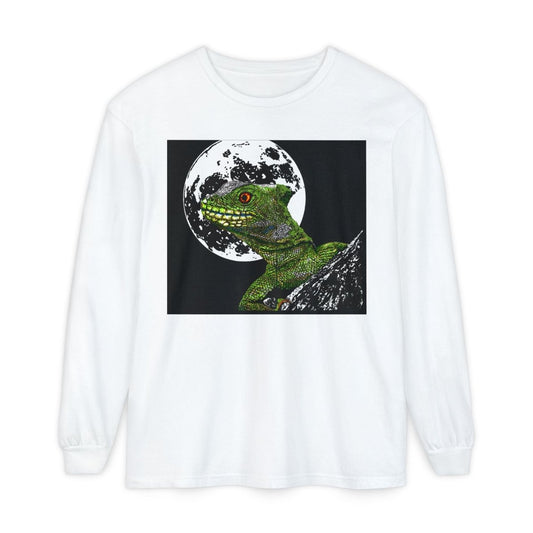 Moonlit Gecko Long Sleeve T-Shirt - Unisex Garment - Dyed - Curran Artworks