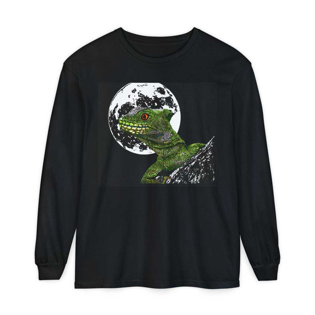 Moonlit Gecko Long Sleeve T-Shirt - Unisex Garment - Dyed - Curran Artworks