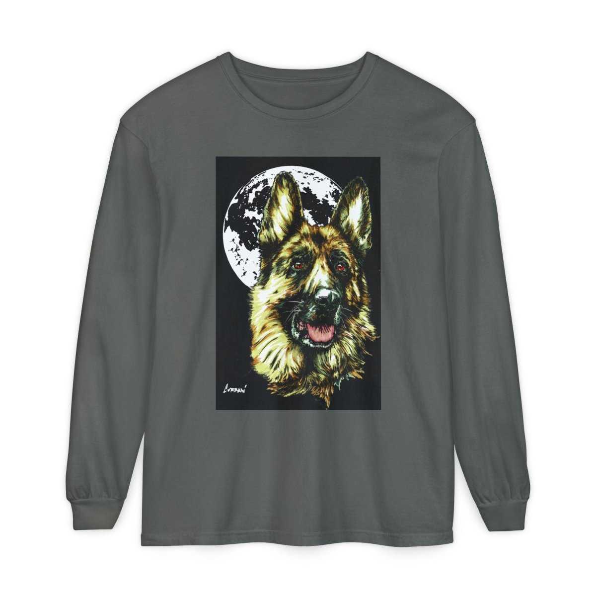 Moonlit German Shepherd Long Sleeve T-Shirt | Unisex Dog Lover Apparel - Curran Artworks