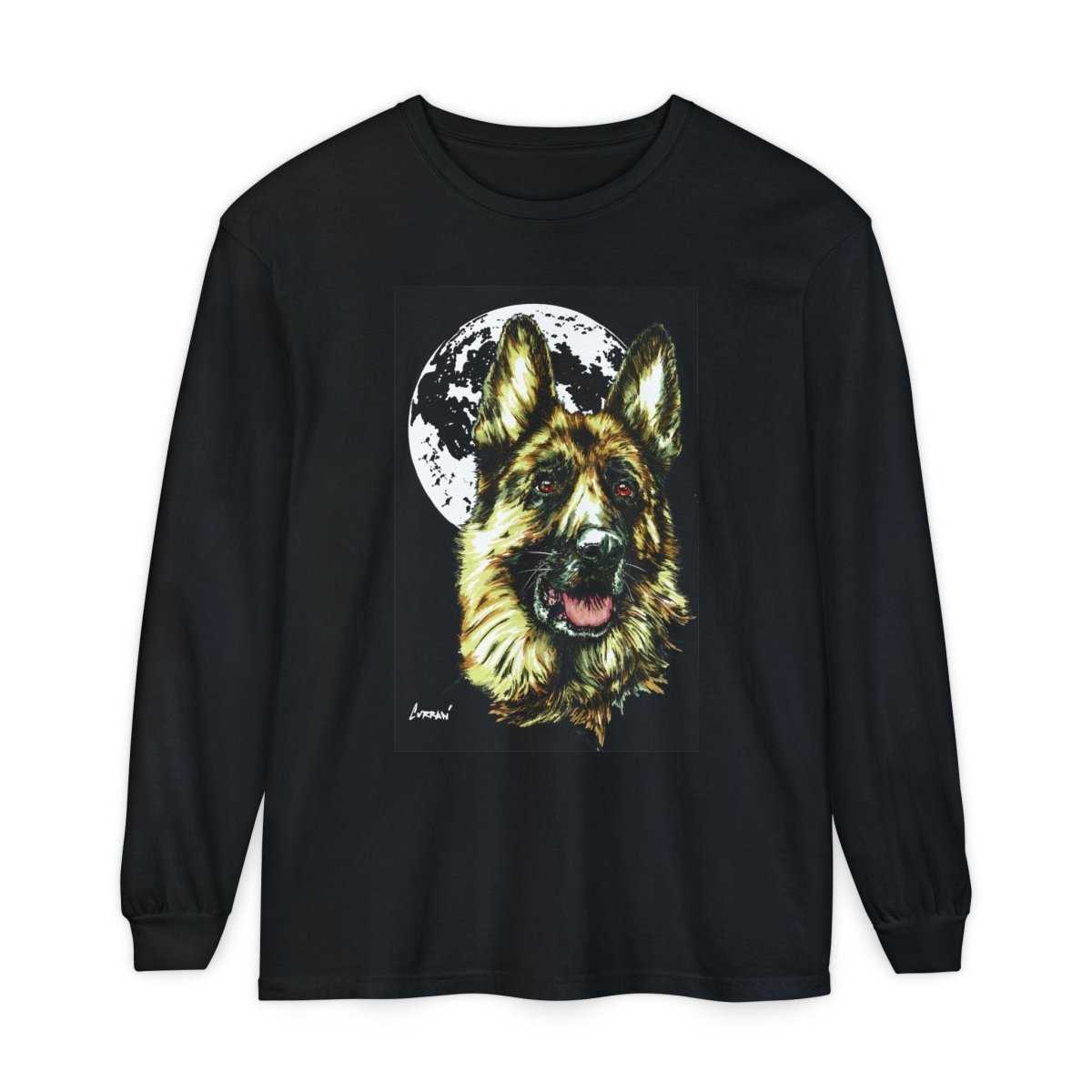 Moonlit German Shepherd Long Sleeve T-Shirt | Unisex Dog Lover Apparel - Curran Artworks