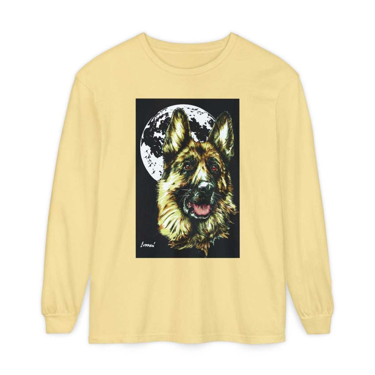 Moonlit German Shepherd Long Sleeve T-Shirt | Unisex Dog Lover Apparel - Curran Artworks