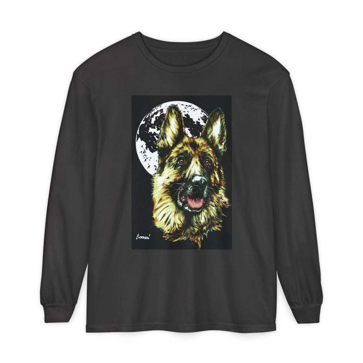 Moonlit German Shepherd Long Sleeve T-Shirt | Unisex Dog Lover Apparel - Curran Artworks