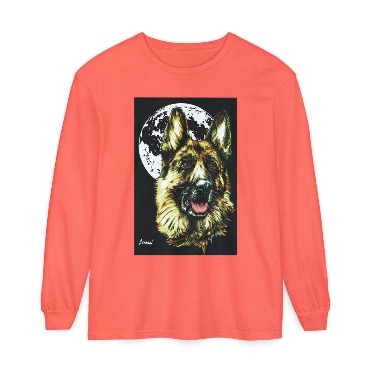 Moonlit German Shepherd Long Sleeve T-Shirt | Unisex Dog Lover Apparel - Curran Artworks