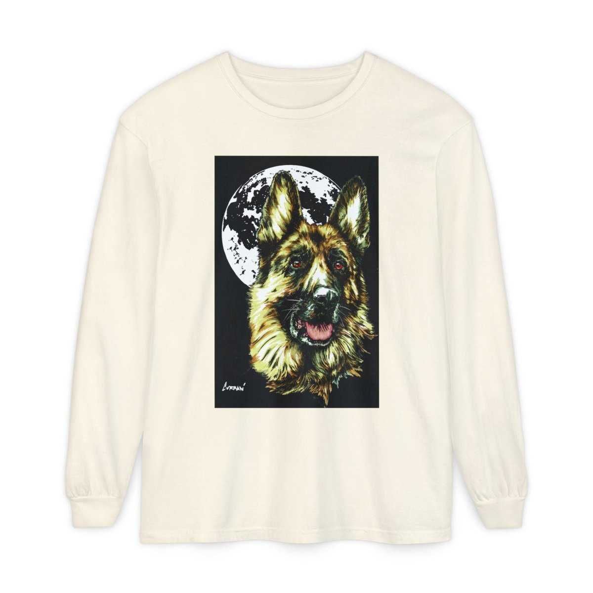 Moonlit German Shepherd Long Sleeve T-Shirt | Unisex Dog Lover Apparel - Curran Artworks