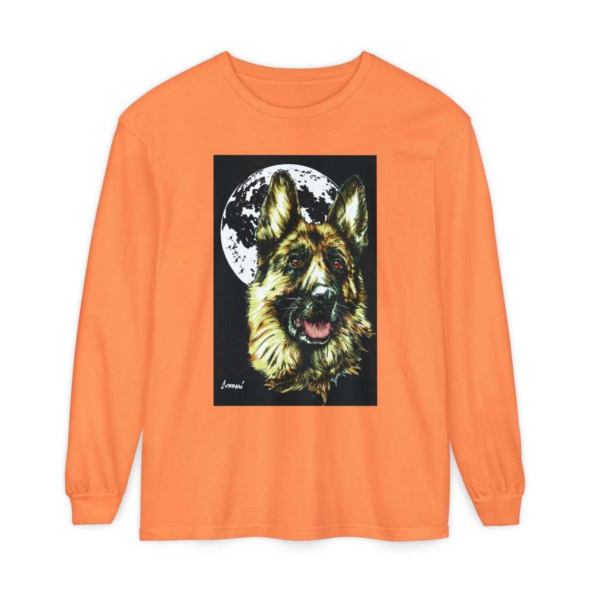 Moonlit German Shepherd Long Sleeve T-Shirt | Unisex Dog Lover Apparel - Curran Artworks