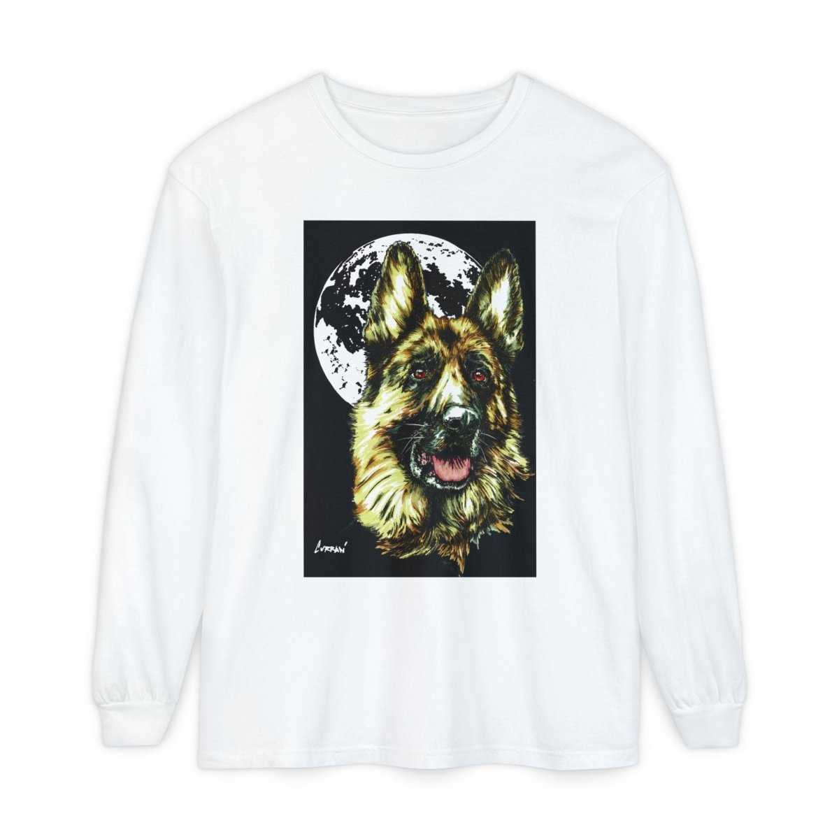 Moonlit German Shepherd Long Sleeve T-Shirt | Unisex Dog Lover Apparel - Curran Artworks