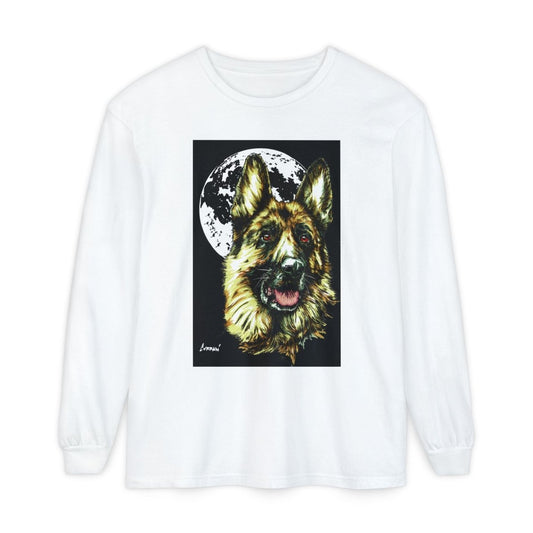 Moonlit German Shepherd Long Sleeve T-Shirt | Unisex Dog Lover Apparel - Curran Artworks