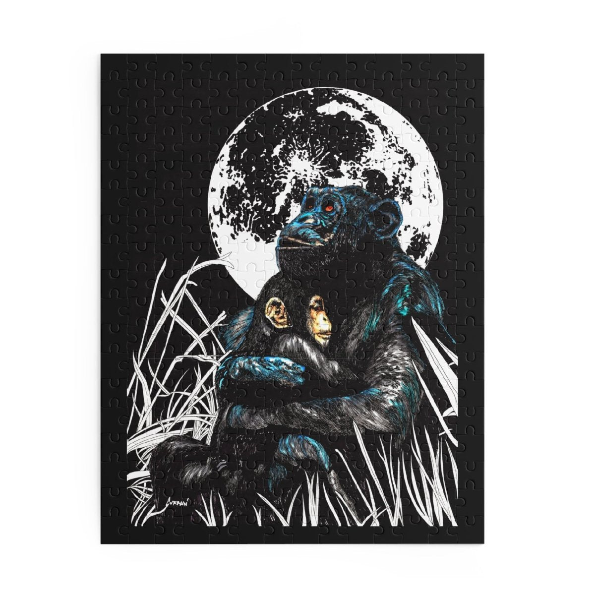Moonlit Gorilla and Child Puzzle - 120, 252, 500 - Piece Jigsaw for Animal Lovers - Curran Artworks