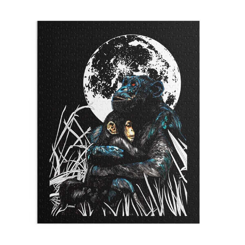 Moonlit Gorilla and Child Puzzle - 120, 252, 500 - Piece Jigsaw for Animal Lovers - Curran Artworks
