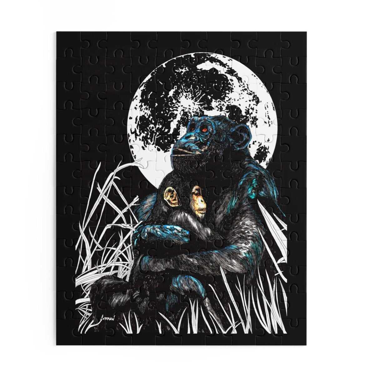 Moonlit Gorilla and Child Puzzle - 120, 252, 500 - Piece Jigsaw for Animal Lovers - Curran Artworks