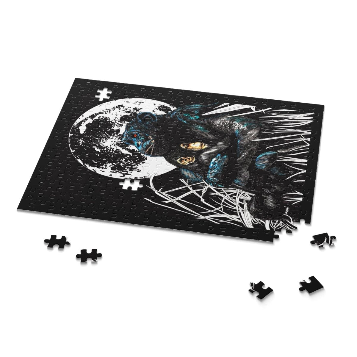 Moonlit Gorilla and Child Puzzle - 120, 252, 500 - Piece Jigsaw for Animal Lovers - Curran Artworks