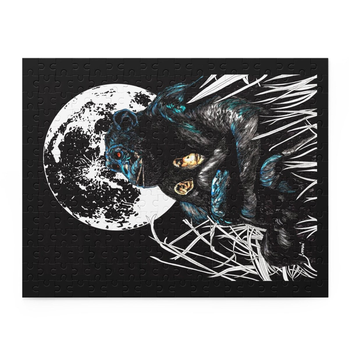 Moonlit Gorilla and Child Puzzle - 120, 252, 500 - Piece Jigsaw for Animal Lovers - Curran Artworks