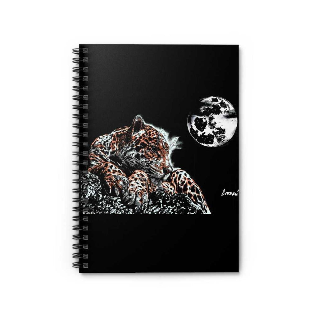 Moonlit Jaguar Spiral Notebook - Ruled Lines for Nature Lovers - Curran Artworks