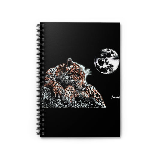 Moonlit Jaguar Spiral Notebook - Ruled Lines for Nature Lovers - Curran Artworks