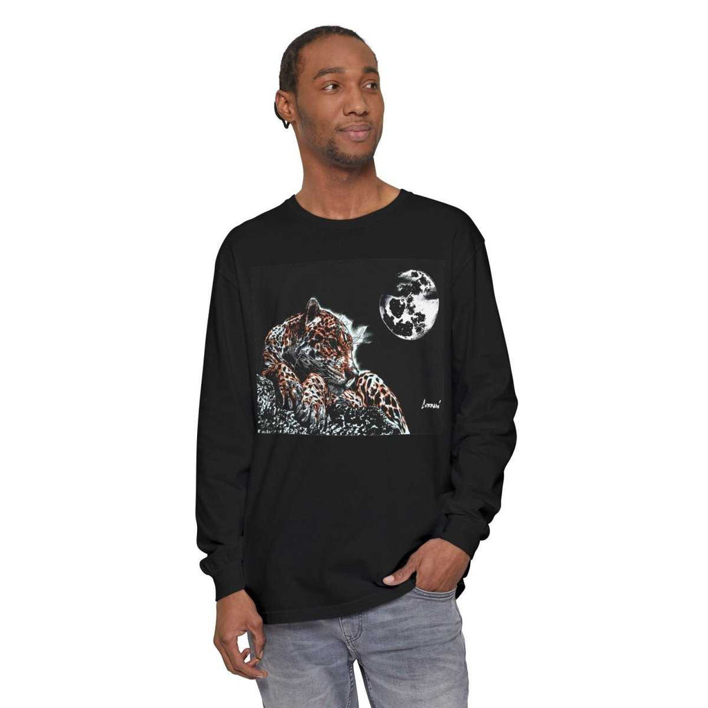 Leopard Long Sleeve T-Shirt - Unisex Garment-Dyed Nature Tee