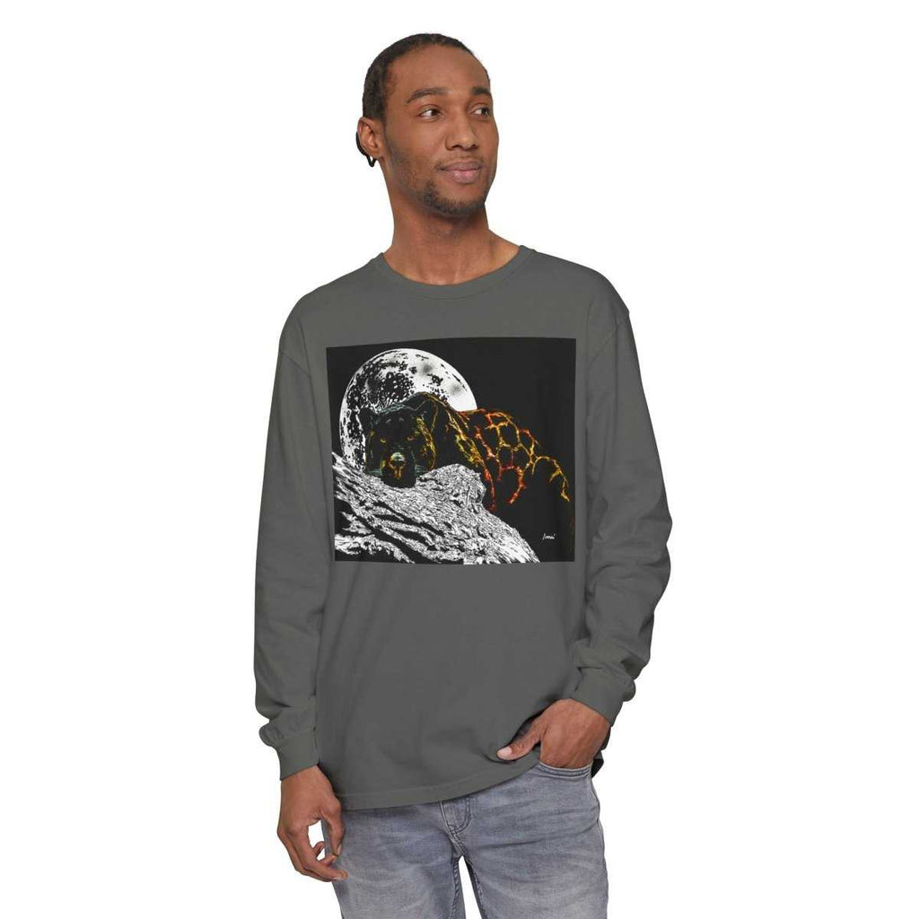 Moonlit Panther Long Sleeve T-Shirt - Comfortable Unisex Tee for Nature Lovers - Curran Artworks