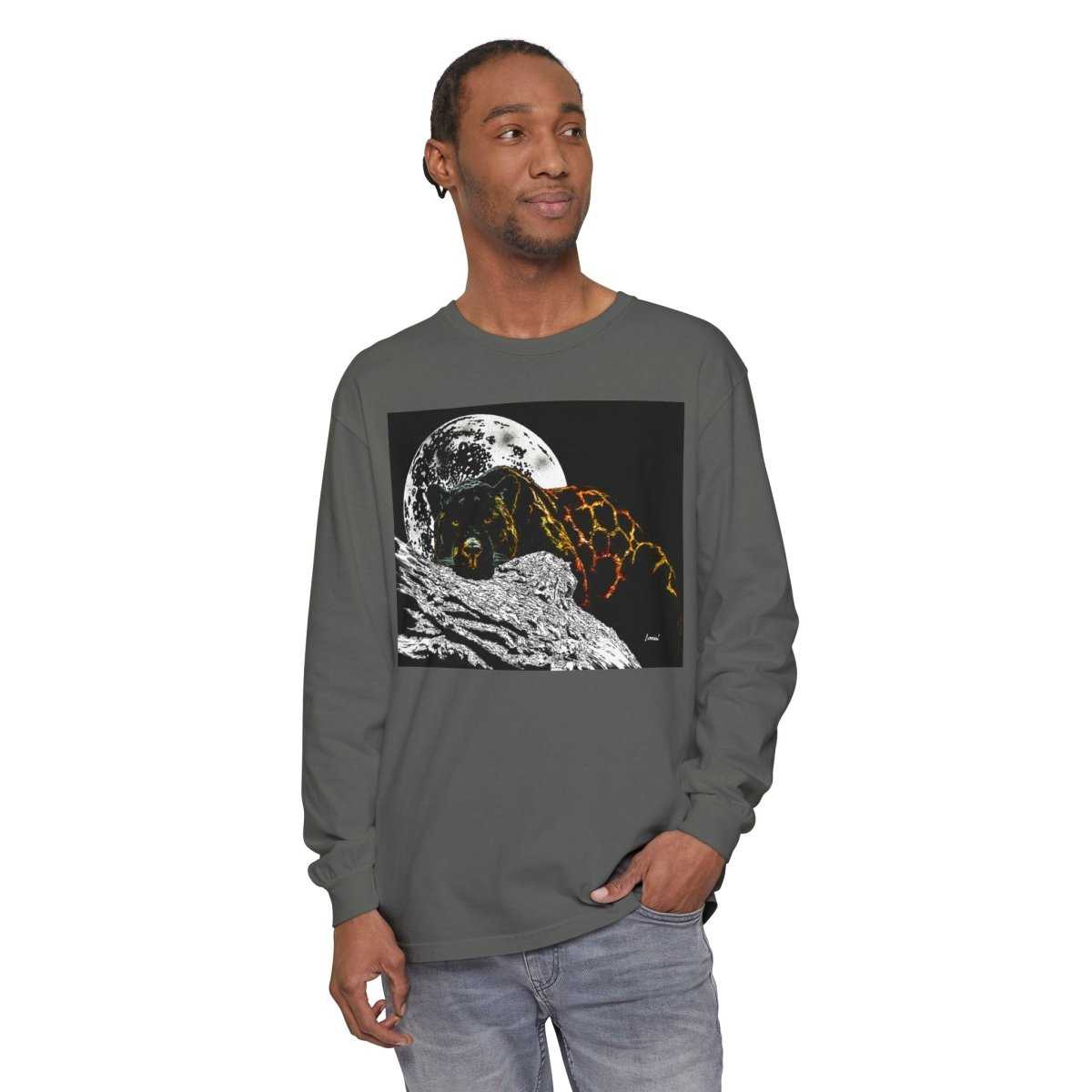 Moonlit Panther Long Sleeve T-Shirt - Comfortable Unisex Tee for Nature Lovers - Curran Artworks