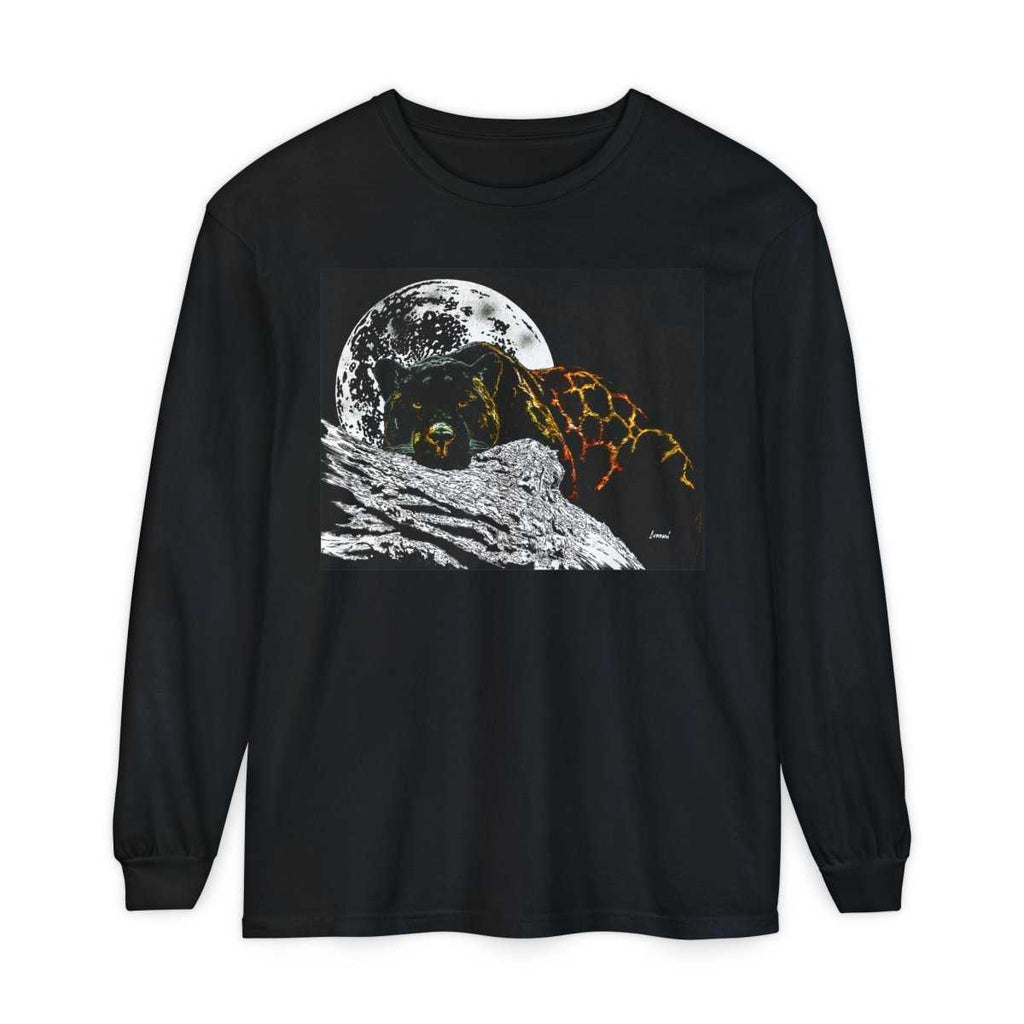 Moonlit Panther Long Sleeve T-Shirt - Comfortable Unisex Tee for Nature Lovers - Curran Artworks