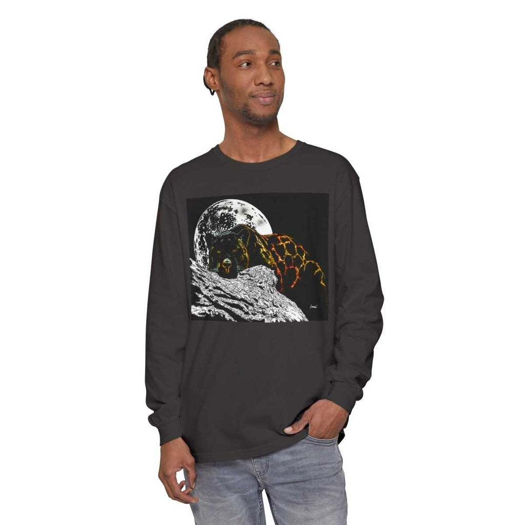 Moonlit Panther Long Sleeve T-Shirt - Comfortable Unisex Tee for Nature Lovers - Curran Artworks