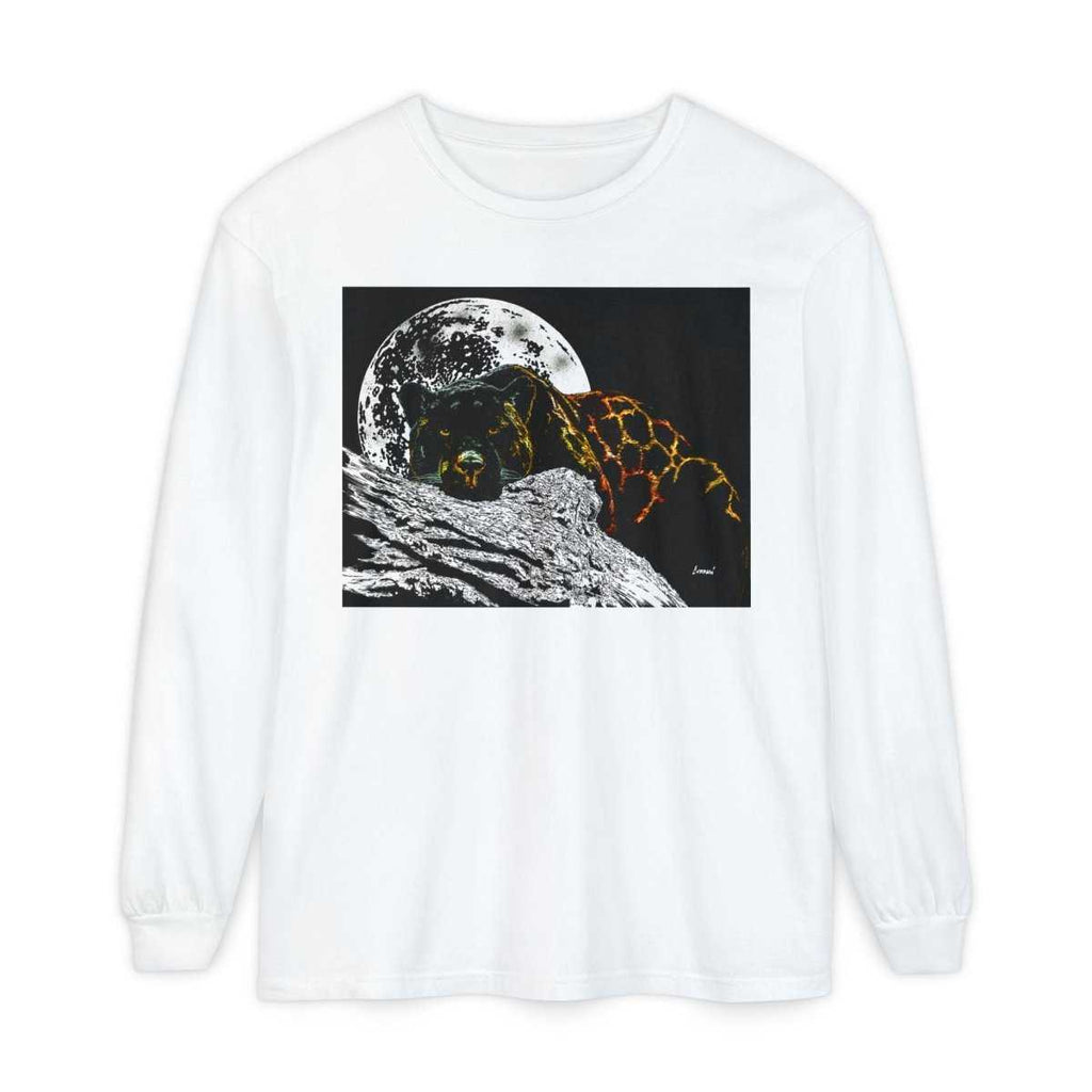 Moonlit Panther Long Sleeve T-Shirt - Comfortable Unisex Tee for Nature Lovers - Curran Artworks
