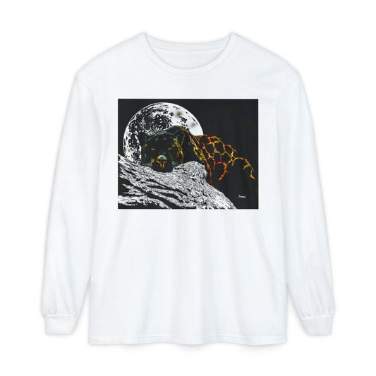 Moonlit Panther Long Sleeve T-Shirt - Comfortable Unisex Tee for Nature Lovers - Curran Artworks