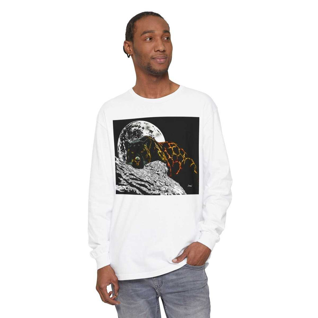 Moonlit Panther Long Sleeve T-Shirt - Comfortable Unisex Tee for Nature Lovers - Curran Artworks