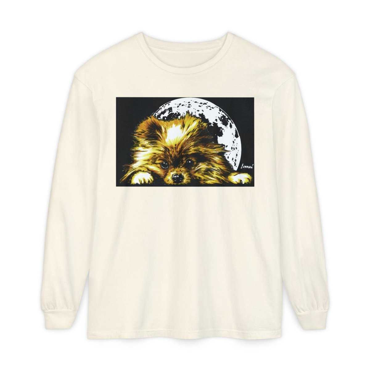 Moonlit Pomeranian Long Sleeve T-Shirt - Unisex - Cozy Dog Lover Tee - Curran Artworks