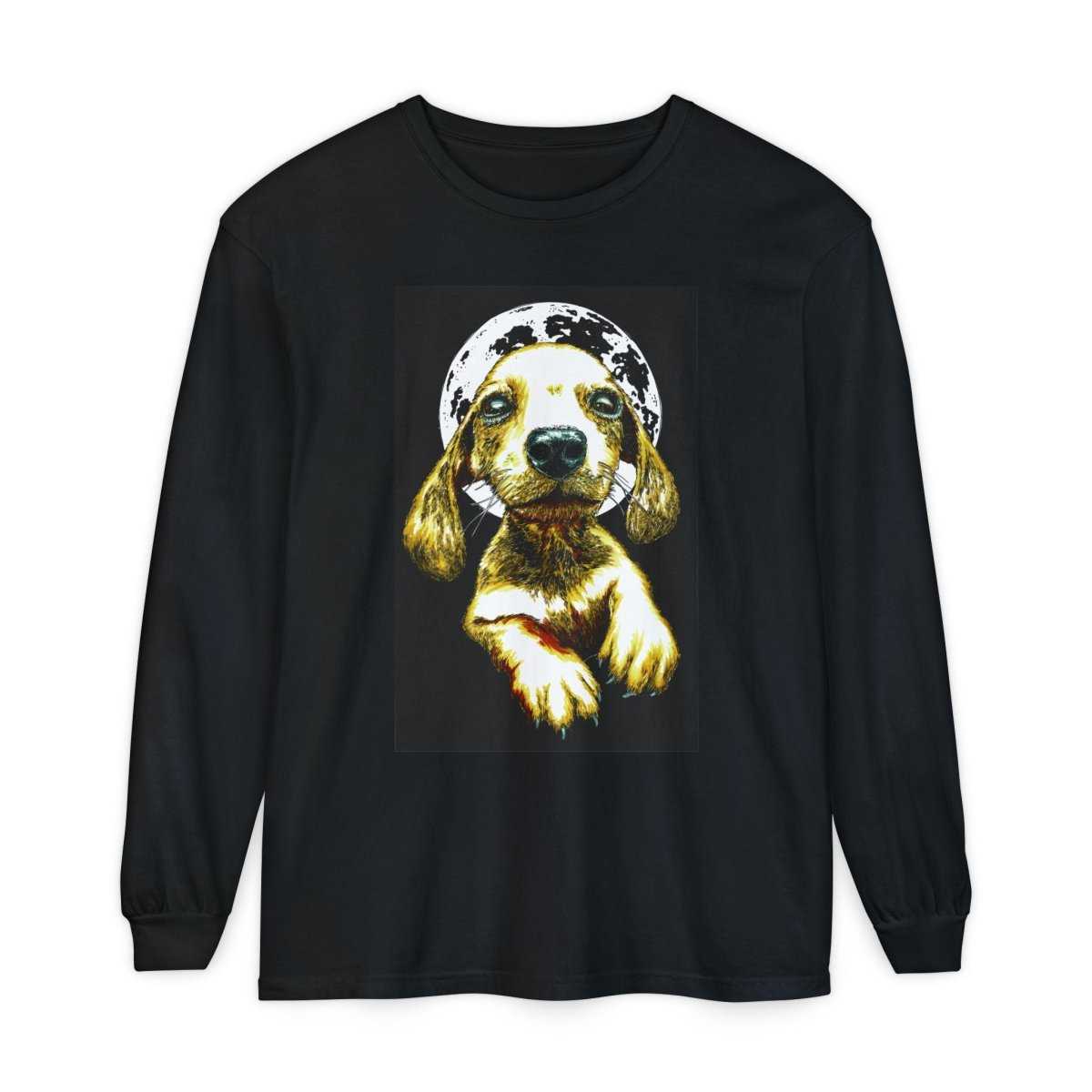 Moonlit Puppy Long Sleeve T-Shirt - Unisex Dog Lover Apparel - Curran Artworks