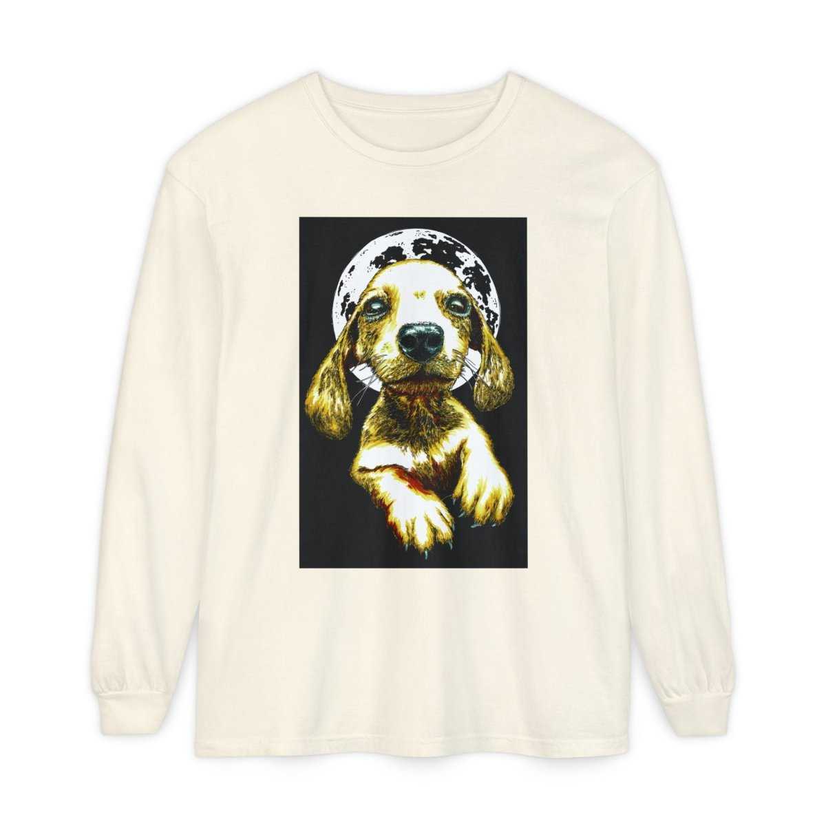 Moonlit Puppy Long Sleeve T-Shirt - Unisex Dog Lover Apparel - Curran Artworks