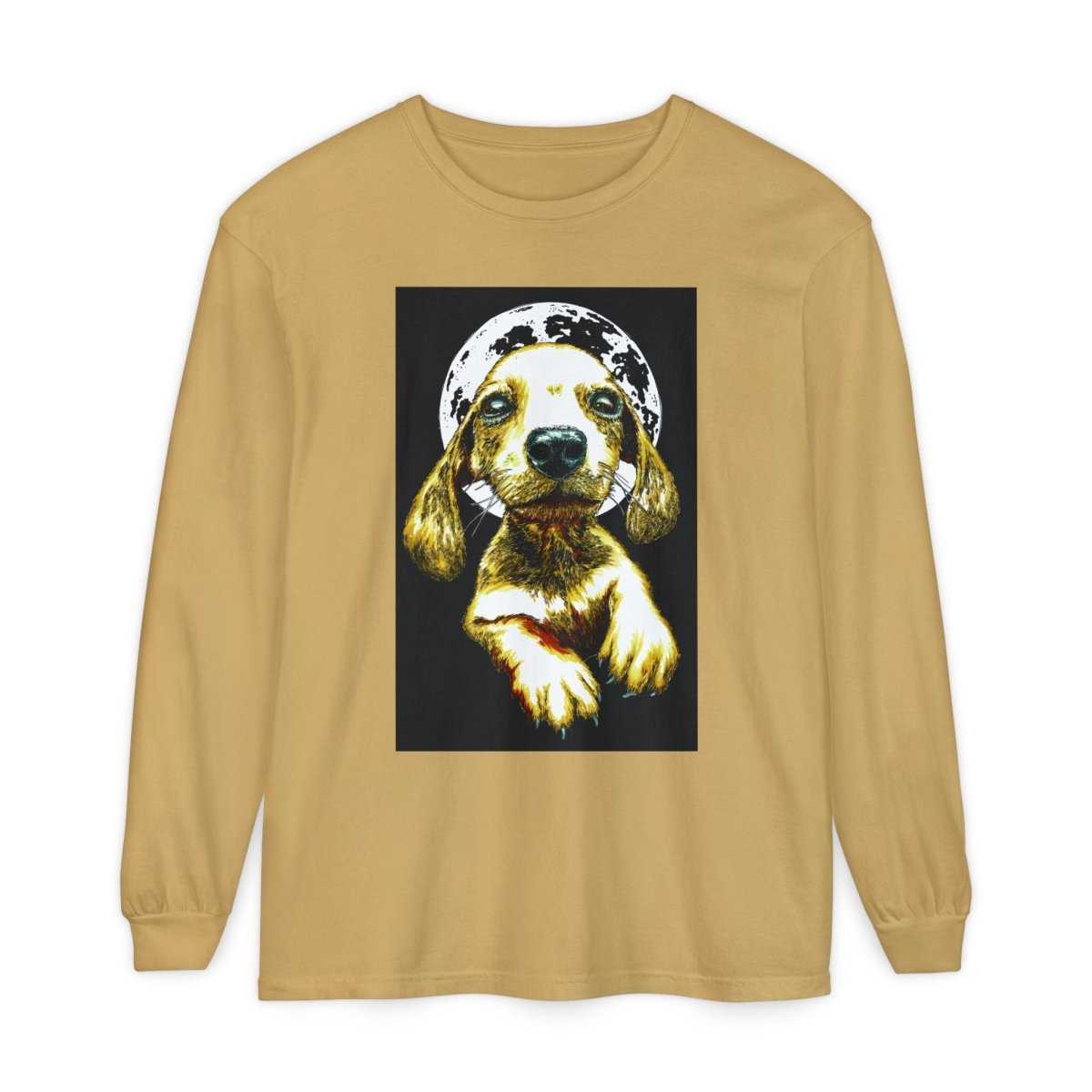 Moonlit Puppy Long Sleeve T-Shirt - Unisex Dog Lover Apparel - Curran Artworks