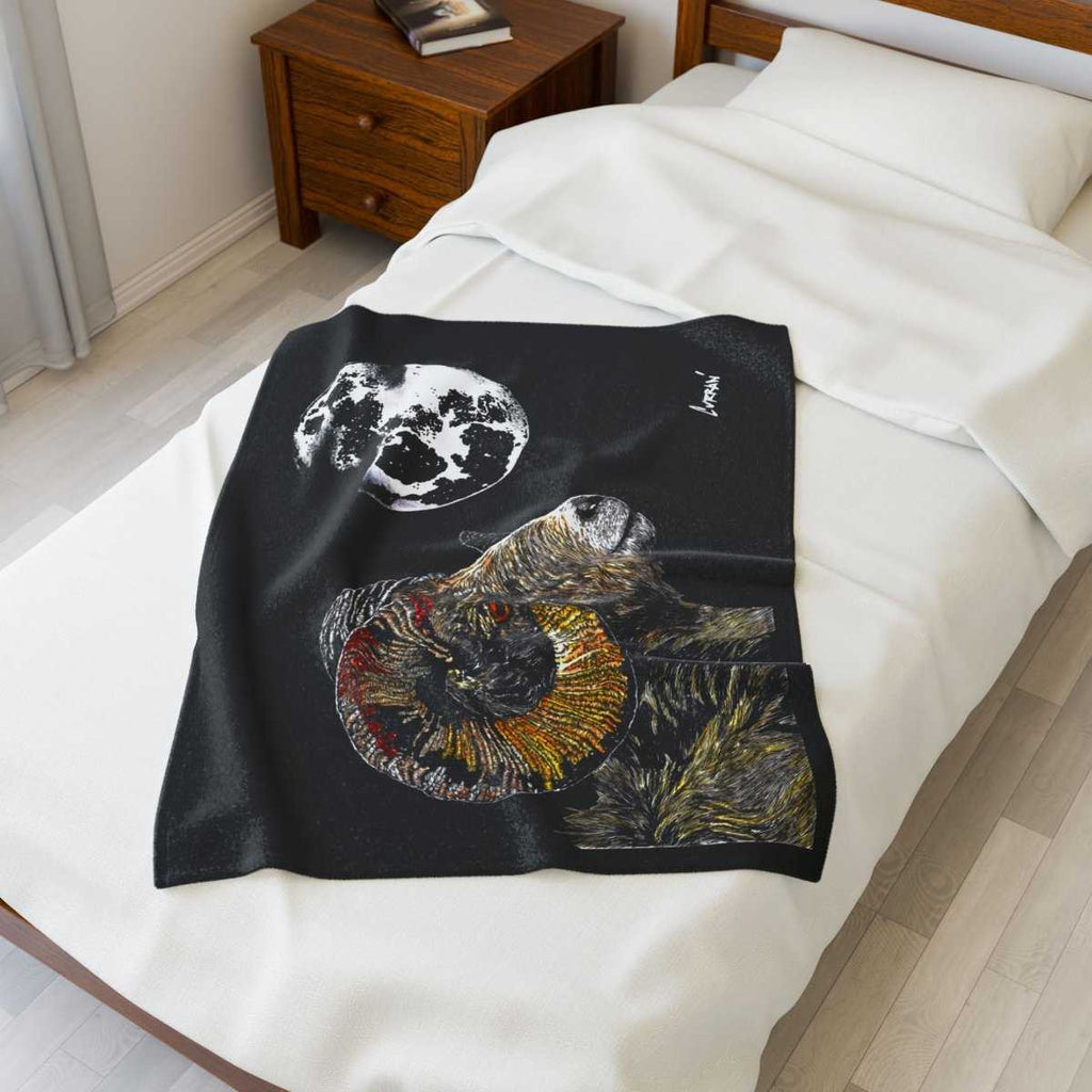 Moonlit Ram Plush Blanket Cozy Wildlife Animal Decor