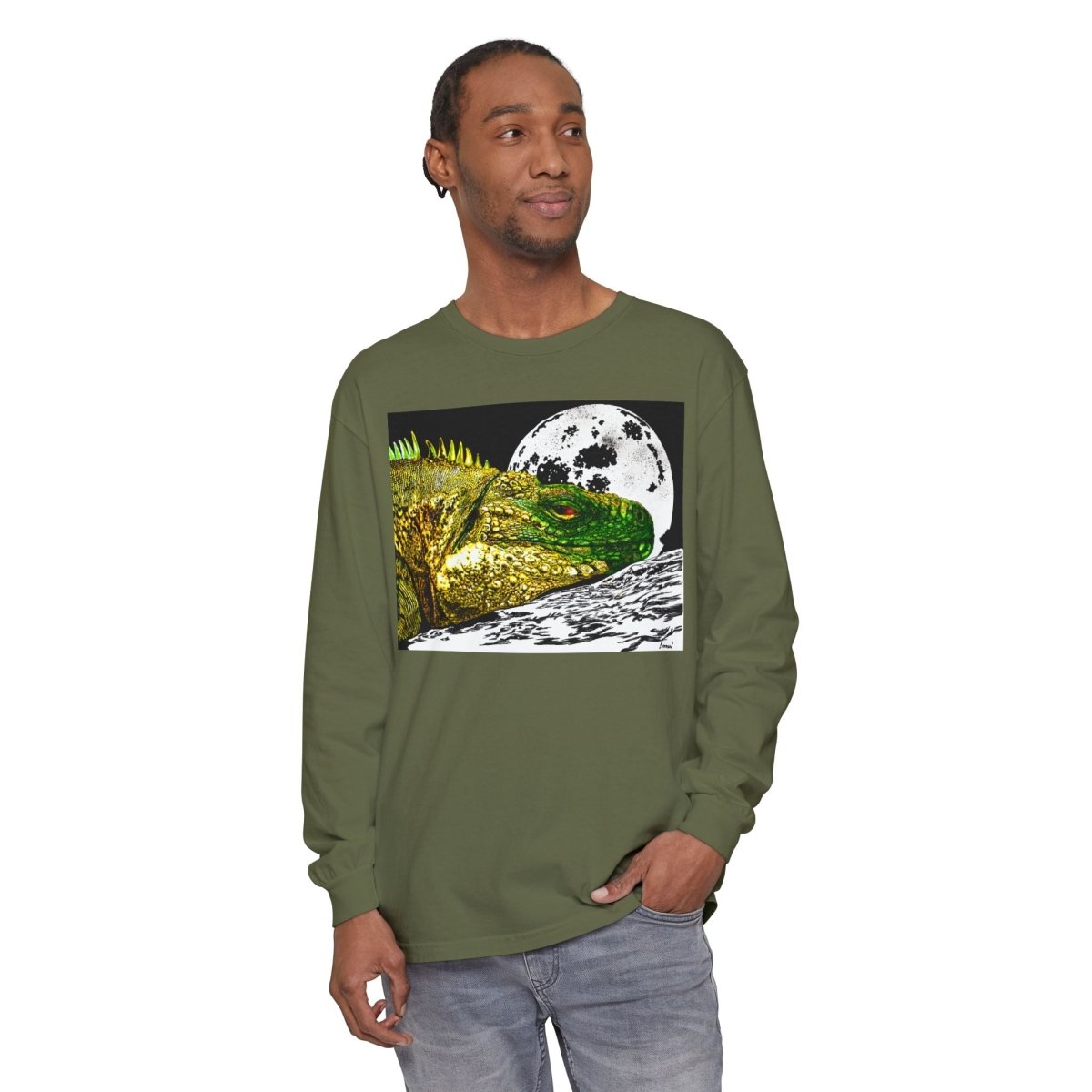 Moonlit Reptile Long Sleeve T-Shirt - Breathable Unisex Graphic Tee - Curran Artworks