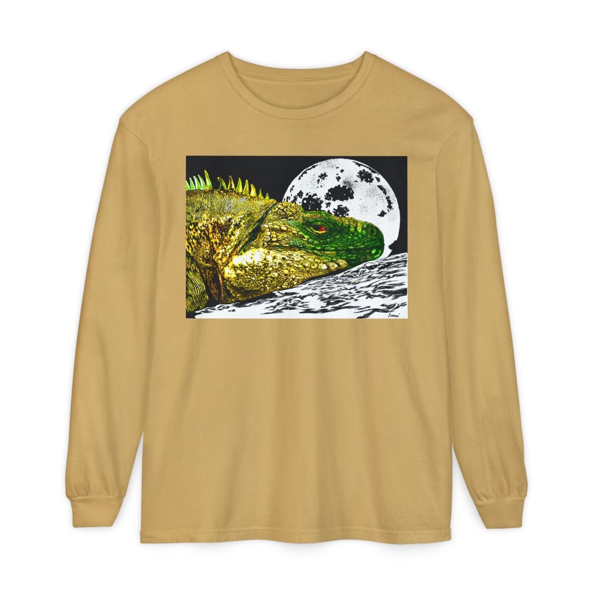 Moonlit Reptile Long Sleeve T-Shirt - Breathable Unisex Graphic Tee - Curran Artworks