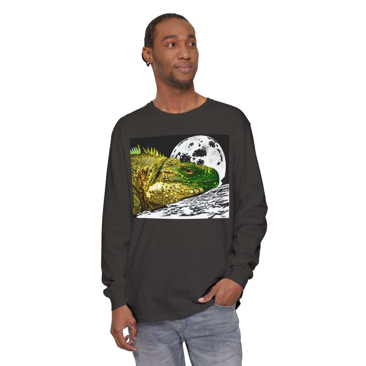 Moonlit Reptile Long Sleeve T-Shirt - Breathable Unisex Graphic Tee - Curran Artworks