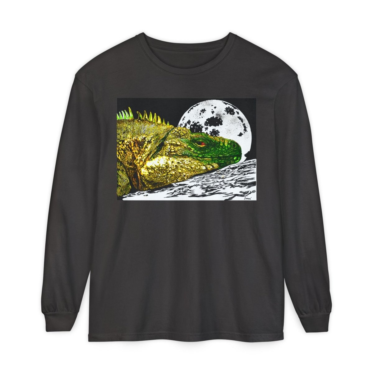 Moonlit Reptile Long Sleeve T-Shirt - Breathable Unisex Graphic Tee - Curran Artworks