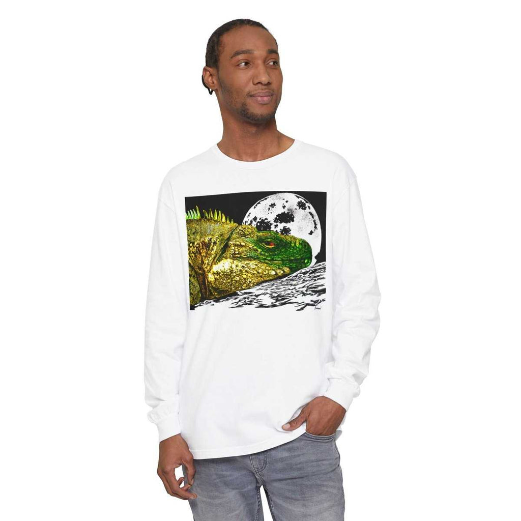 Moonlit Reptile Long Sleeve T-Shirt - Breathable Unisex Graphic Tee - Curran Artworks