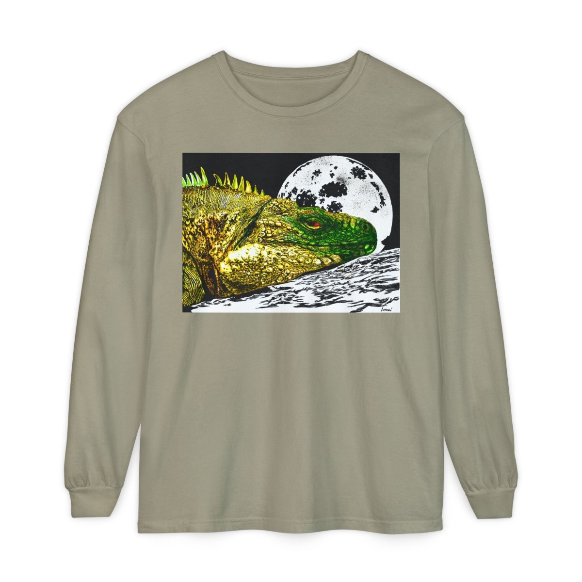 Moonlit Reptile Long Sleeve T-Shirt - Breathable Unisex Graphic Tee - Curran Artworks