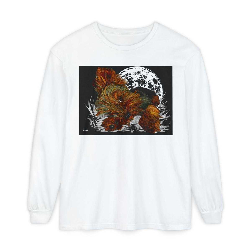 Moonlit Yorkie Terrier Long Sleeve T-Shirt - Perfect for Pet Lovers - Curran Artworks