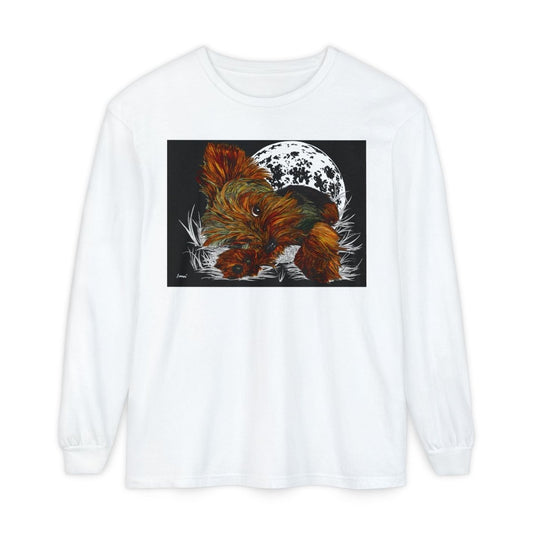 Moonlit Yorkie Terrier Long Sleeve T-Shirt - Perfect for Pet Lovers - Curran Artworks
