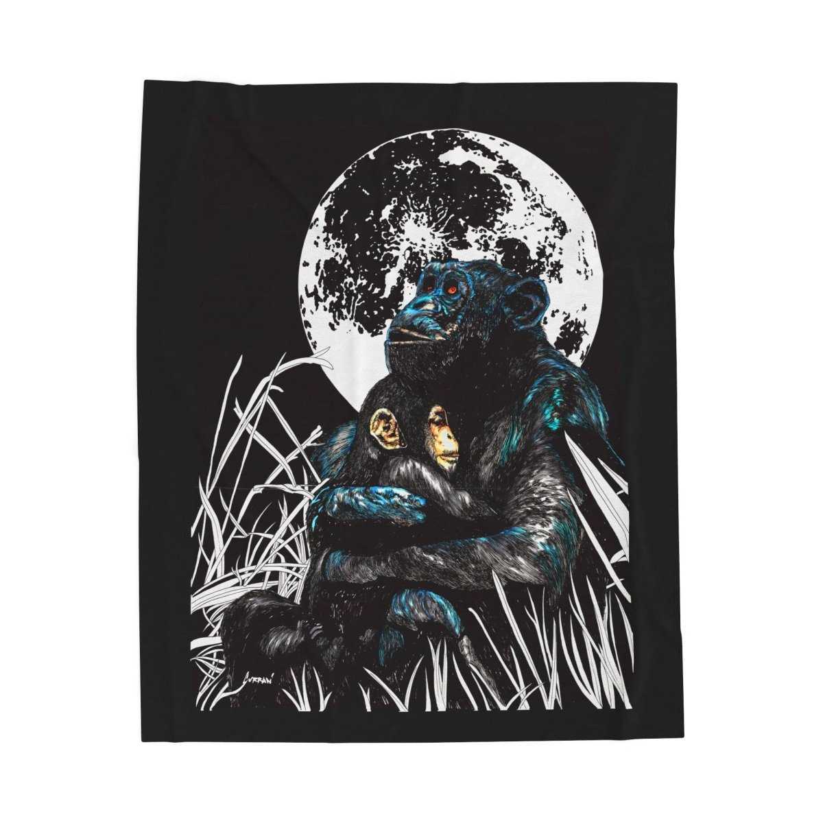 Mother and Baby Monkey Design Cozy Velveteen Plush Blanket