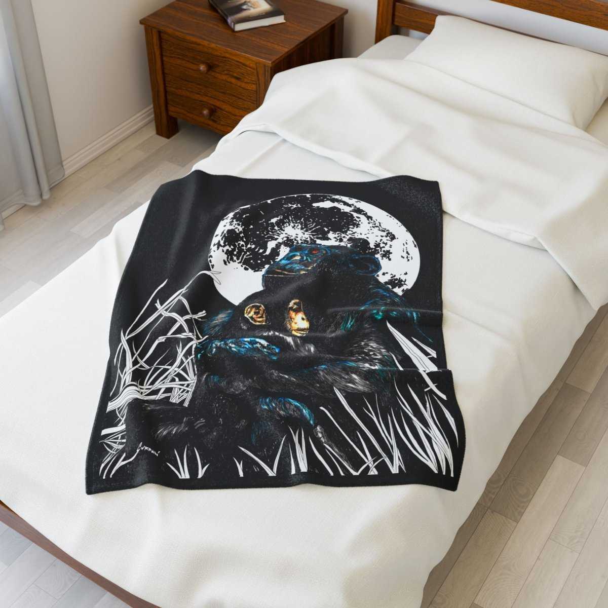 Mother and Baby Monkey Design Cozy Velveteen Plush Blanket