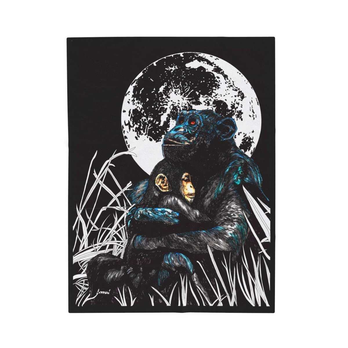 Mother and Baby Monkey Design Cozy Velveteen Plush Blanket