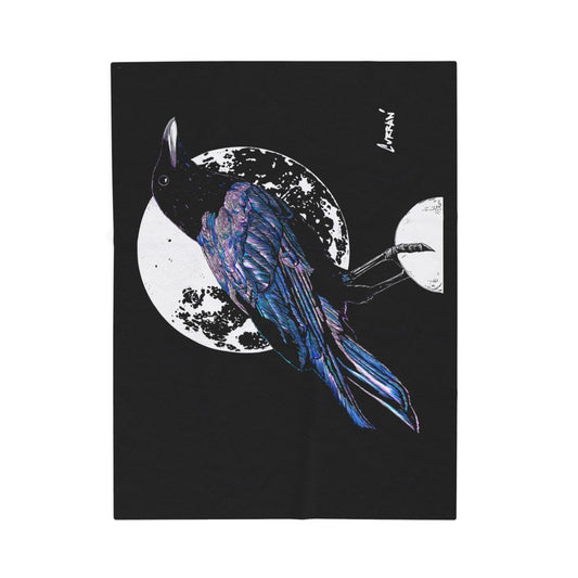 Mystical Crow Velveteen Plush Blanket - Cozy Decor for Dark Academia Lovers - Curran Artworks