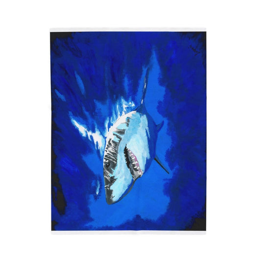 Ocean Blue Shark Velveteen Plush Blanket - Curran Artworks