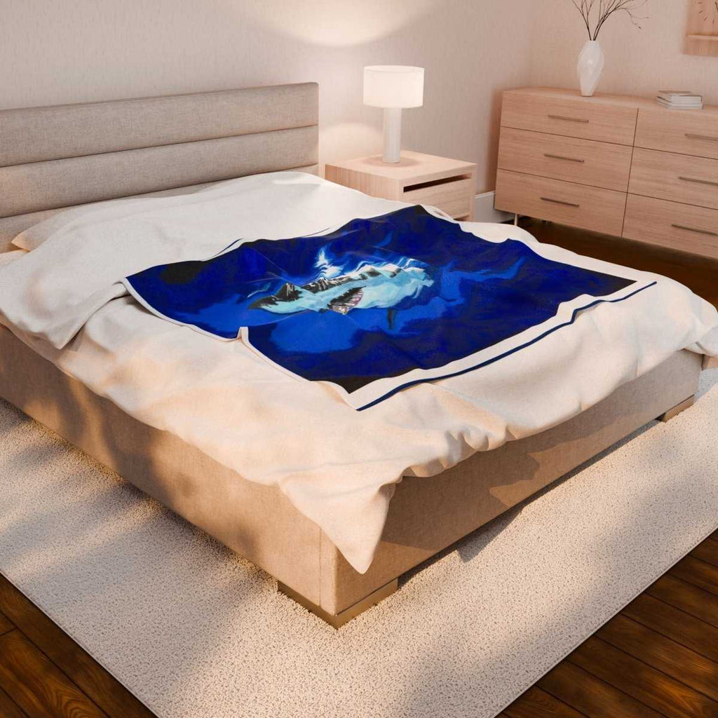 Ocean Blue Shark Velveteen Plush Blanket - Curran Artworks